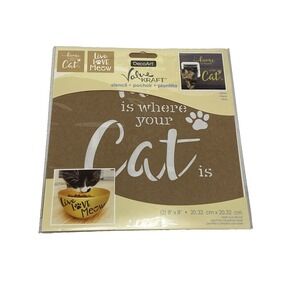 decoart set of 2 cat stencils home live‎ love meow 8x8 inches